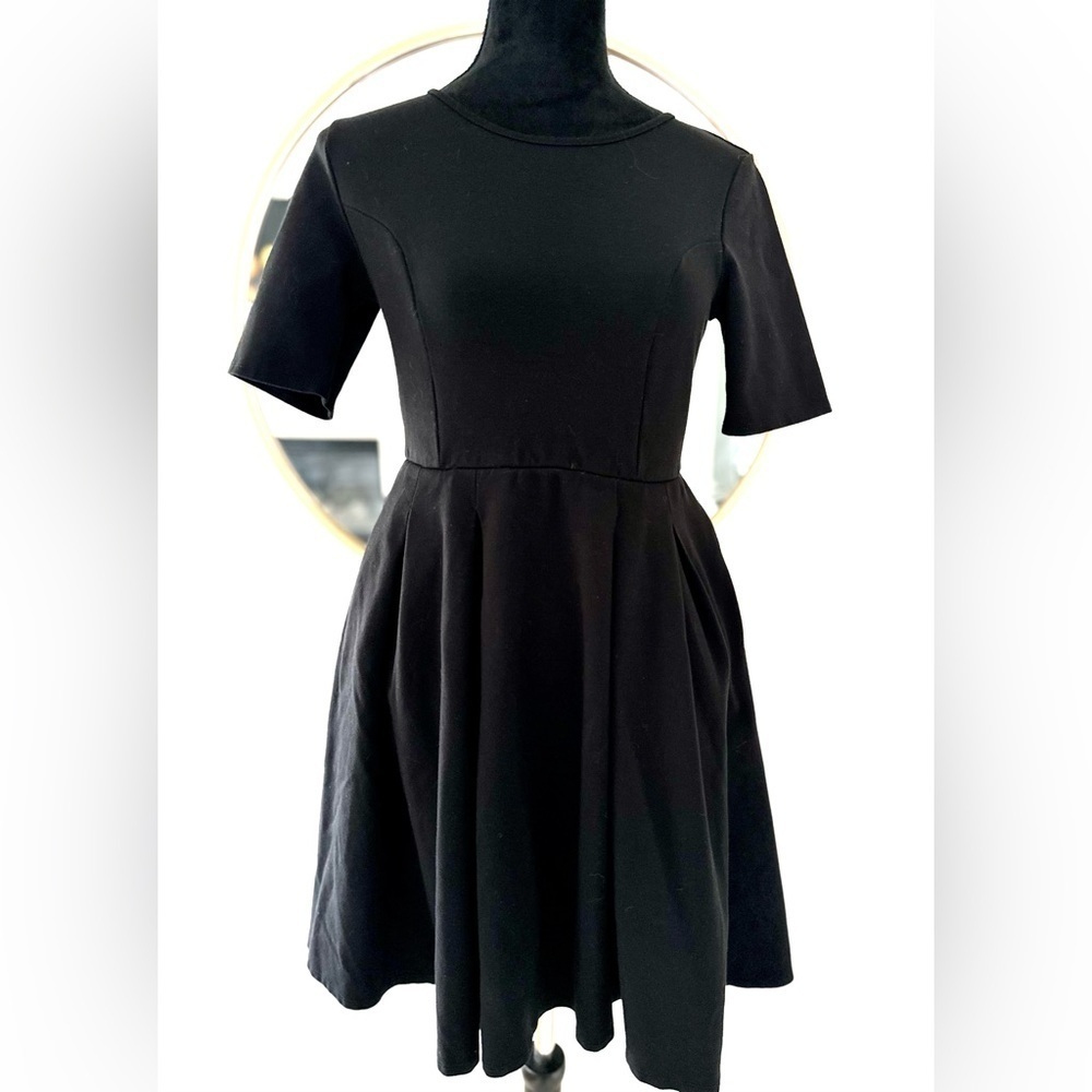 Brigitte BriannaModest  Little Black Swing Dress w Short Sleeve & Skater Skirt